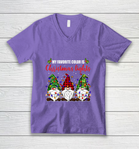 My Favorite Color Is Christmas Light Gnome Merry Christmas V-Neck T-Shirt 8