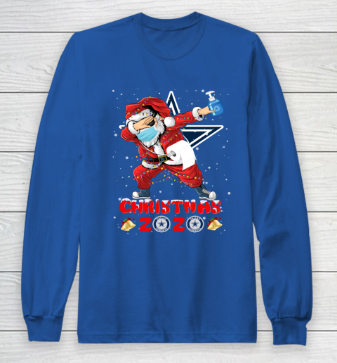 Dallas Cowboys Funny Santa Claus Dabbing Christmas 2020 NFL Long Sleeve T-Shirt 6