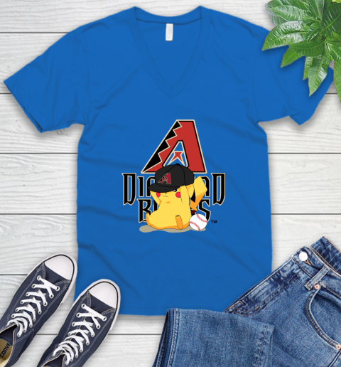 MLB Pikachu Baseball Sports Arizona Diamondbacks V-Neck T-Shirt 6