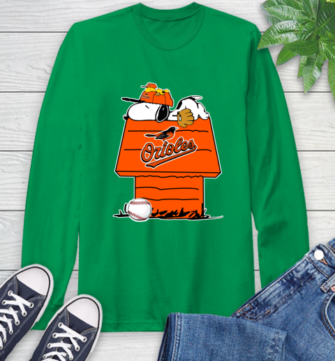 MLB Baltimore Orioles Snoopy Woodstock The Peanuts Movie Baseball T Shirt Long Sleeve T-Shirt 7