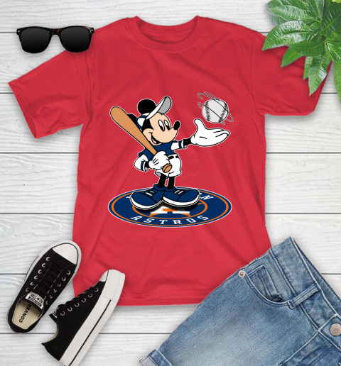 MLB Baseball Houston Astros Cheerful Mickey Disney Shirt Youth T-Shirt 10