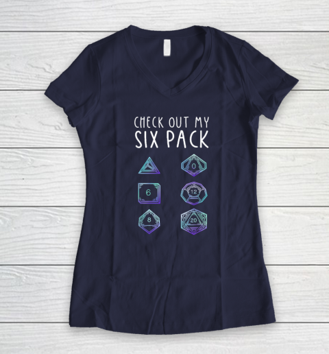 Funny Check Out My Six Pack Dice For Dragons D20 RPG Gamer Women's V-Neck T-Shirt 7