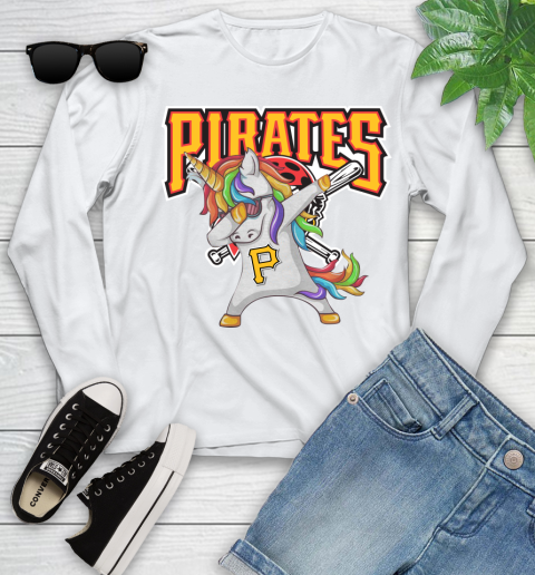 Pittsburgh Pirates MLB Baseball Funny Unicorn Dabbing Sports Youth Long Sleeve