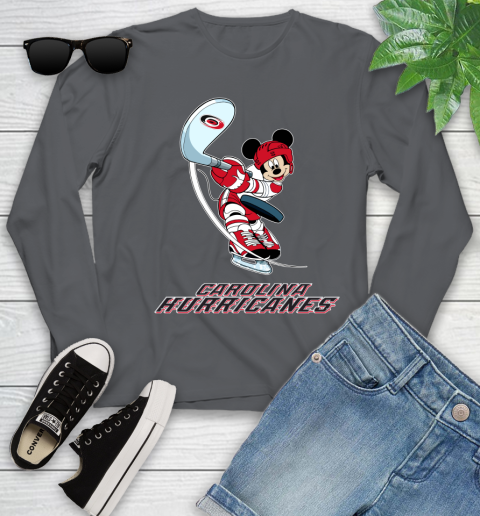 NHL Hockey Carolina Hurricanes Cheerful Mickey Mouse Shirt Youth Long Sleeve 8