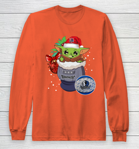 Dallas Mavericks Christmas Baby Yoda Star Wars Funny Happy NBA Long Sleeve T-Shirt 5