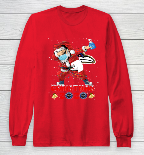 Baltimore Ravens Funny Santa Claus Dabbing Christmas 2020 NFL Long Sleeve T-Shirt 7