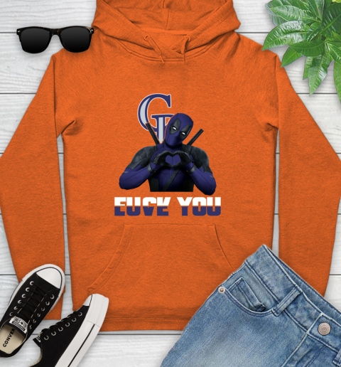 MLB Colorado Rockies Deadpool Love You Fuck You Baseball Sports Youth Hoodie 4