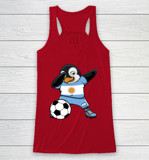 Dabbing Penguin Argentina Soccer Fans Jersey Football Lovers Racerback Tank 4