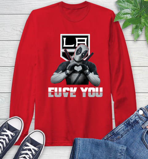 NHL Los Angeles Kings Deadpool Love You Fuck You Hockey Sports Long Sleeve T-Shirt 23