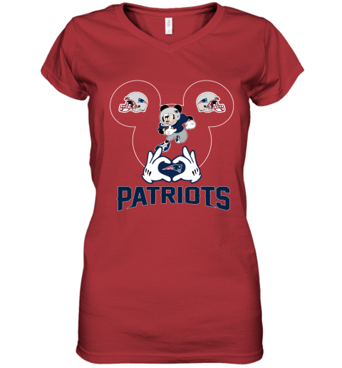 vy4h i love the patriots mickey mouse new england patriots women v neck t shirt 39 front red
