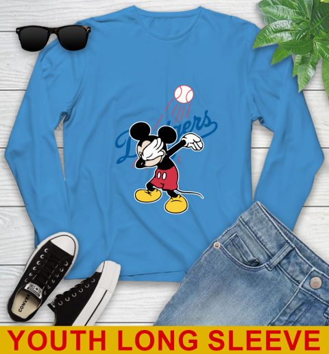 Los Angeles Dodgers MLB Baseball Dabbing Mickey Disney Sports Youth Long Sleeve 8