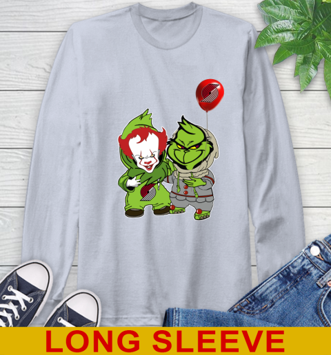Portland Trail Blazers Baby Pennywise Grinch Christmas NBA Basketball Long Sleeve T-Shirt 6