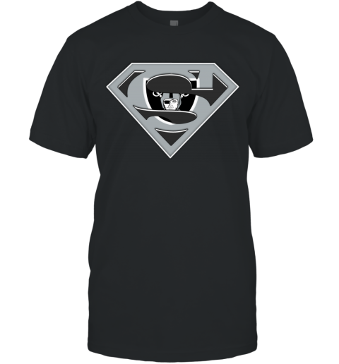 Oakland Raiders NFL LOGO Superman squn oakland raiders nfl logo superman classic t shirt 2 front black