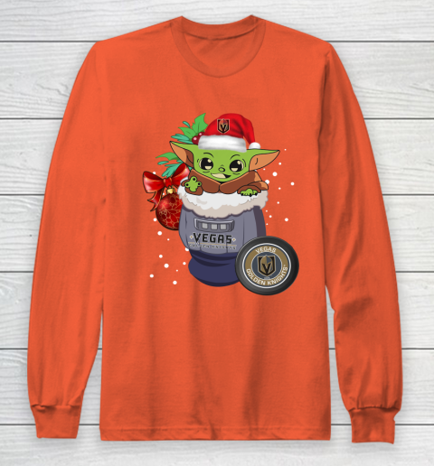 Vegas Golden Knights Christmas Baby Yoda Star Wars Funny Happy NHL Long Sleeve T-Shirt 5