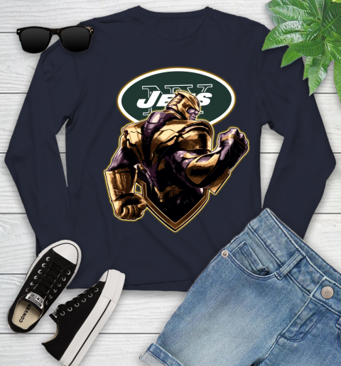 NFL Thanos Avengers Endgame Football Sports New York Jets Youth Long Sleeve 3