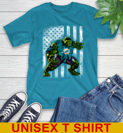 Miami Dolphins Hulk Marvel Avengers NFL Football American Flag T-Shirt 9