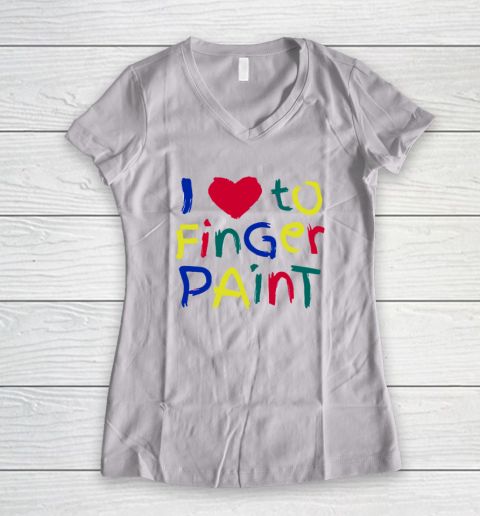 I Heart Love To Finger Paint I'm Paint Cute Couple Valentine Women's V-Neck T-Shirt