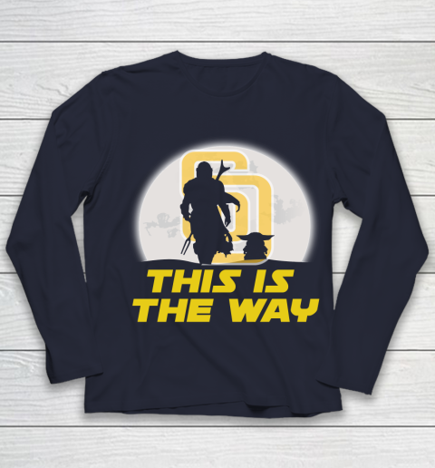 San Diego Padres MLB Baseball Star Wars Yoda And Mandalorian This Is The Way Youth Long Sleeve 2