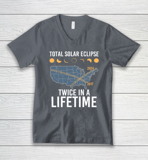 Twice In A Lifetime Solar Eclipse Shirt 2024 Total Eclipse V-Neck T-Shirt 3
