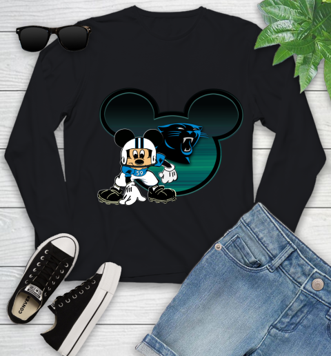 NFL Carolina Panthers Mickey Mouse Disney Football T Shirt Youth Long Sleeve 2
