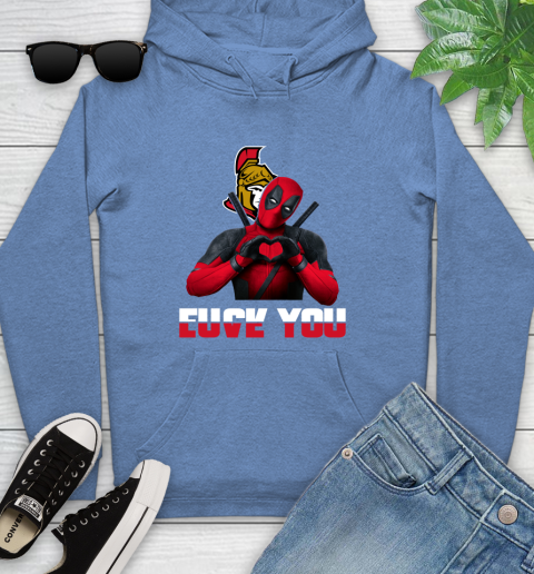 NHL Ottawa Senators Deadpool Love You Fuck You Hockey Sports Youth Hoodie 13