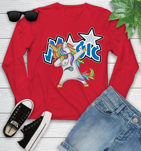 Orlando Magic NBA Basketball Funny Unicorn Dabbing Sports Youth Long Sleeve 11