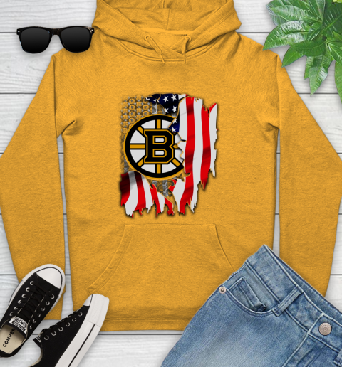 Boston Bruins NHL Hockey American Flag Youth Hoodie 2
