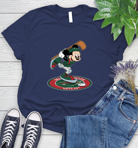 NHL Hockey Minnesota Wild Cheerful Mickey Disney Shirt Women's T-Shirt 12