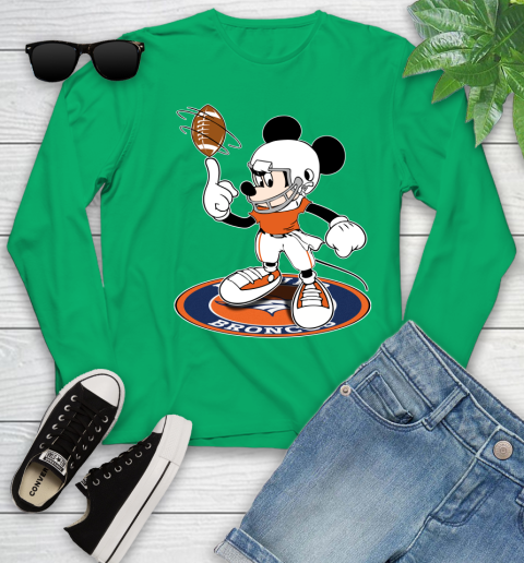 NFL Football Denver Broncos Cheerful Mickey Disney Shirt Youth Long Sleeve 6