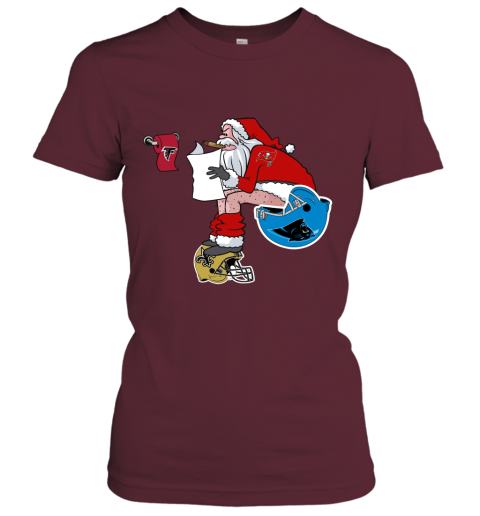 15lv santa claus tampa bay buccaneers shit on other teams christmas ladies t shirt 20 front maroon