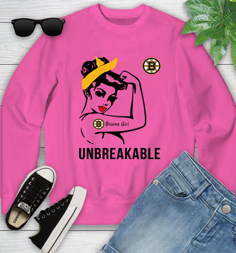 NHL Boston Bruins Girl Unbreakable Hockey Sports Youth Sweatshirt 3
