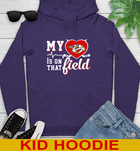 NHL My Heart Is On That Field Hockey Sports Nashville Predators Youth Hoodie 5