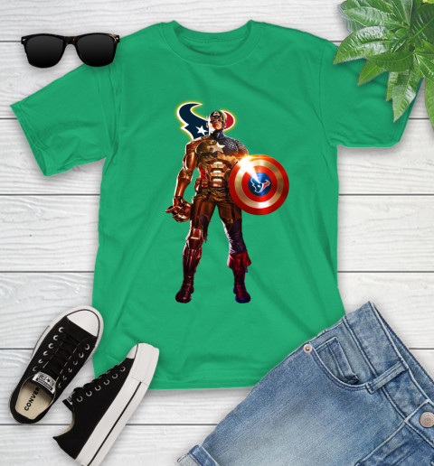 NFL Captain America Marvel Avengers Endgame Football Sports Houston Texans Youth T-Shirt 6