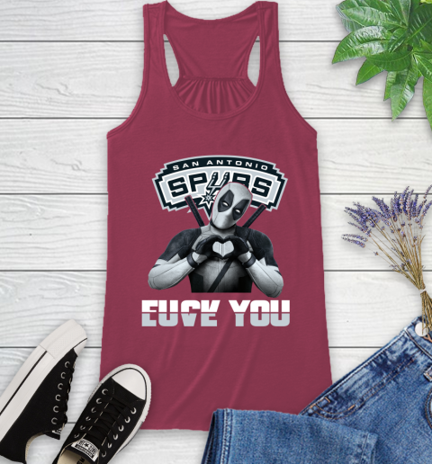 NBA San Antonio Spurs Deadpool Love You Fuck You Basketball Sports Racerback Tank 7