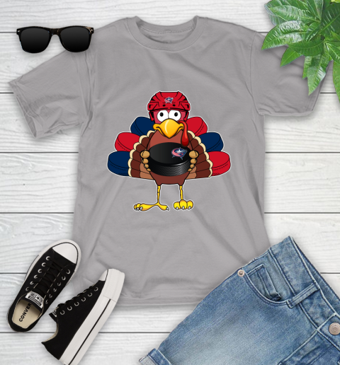 Columbus Blue Jackets Turkey Thanksgiving Day Youth T-Shirt 4