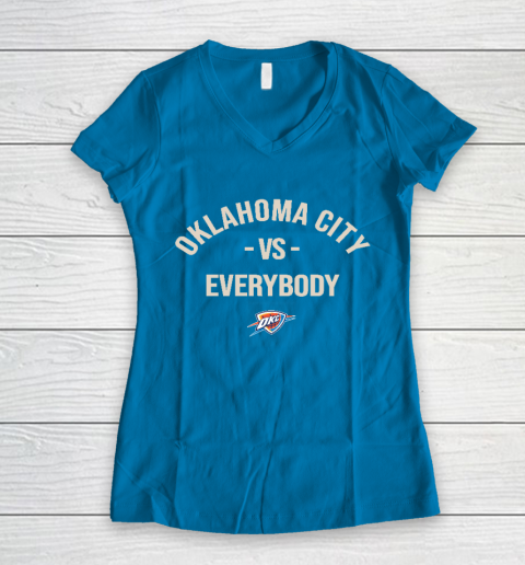 Oklahoma City Thunder Vs Everybody Women's V-Neck T-Shirt 5