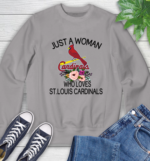 MLB Just A Woman Who Loves St.Louis Cardinals Baseball Sports Sweatshirt 3