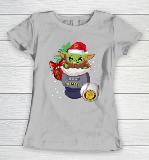 Pittsburgh Pirates Christmas Baby Yoda Star Wars Funny Happy MLB Women's T-Shirt 6
