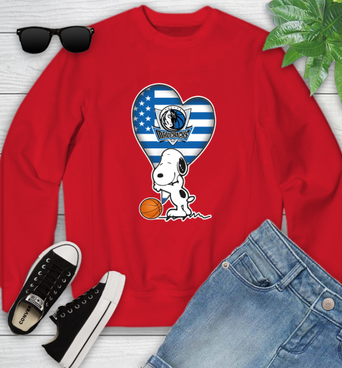 Dallas Mavericks NBA Basketball The Peanuts Movie Adorable Snoopy Youth Sweatshirt 9