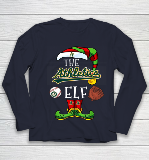 Oakland Athletics Christmas ELF Funny MLB Youth Long Sleeve 2