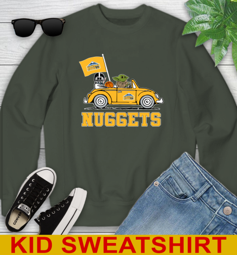 NBA Basketball Denver Nuggets Darth Vader Baby Yoda Driving Star Wars Shirt Youth Sweatshirt 9