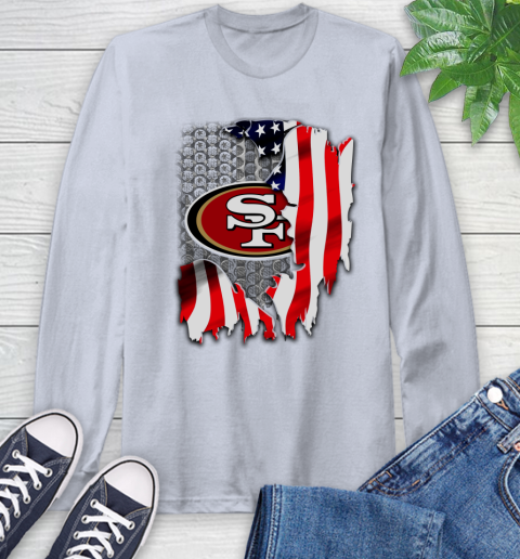 San Francisco 49ers NFL Football American Flag Long Sleeve T-Shirt 6