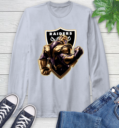 NFL Thanos Avengers Endgame Football Sports Oakland Raiders Long Sleeve T-Shirt 6