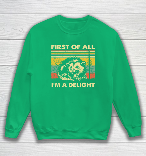 First Of All I'm A Delight Sarcastic Angry Opossum Possum Sweatshirt 4