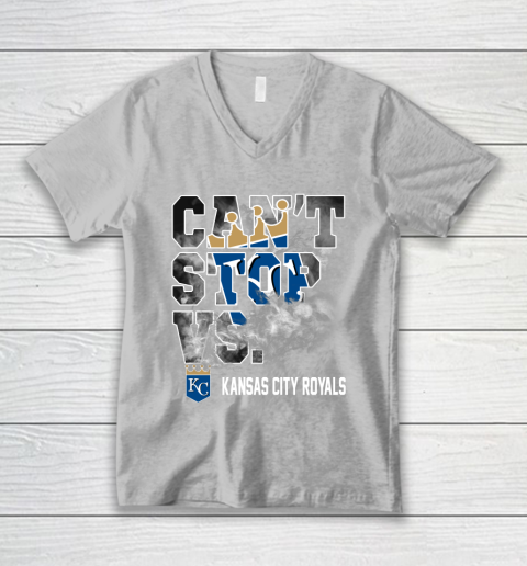 MLB Kansas City Royals Baseball Can't Stop Vs Kansas City Royals V-Neck T-Shirt 3