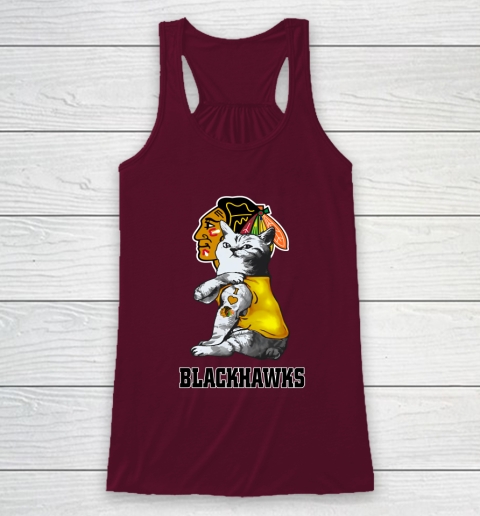 NHL My Cat Loves Chicago Blackhawks Hockey Racerback Tank 2