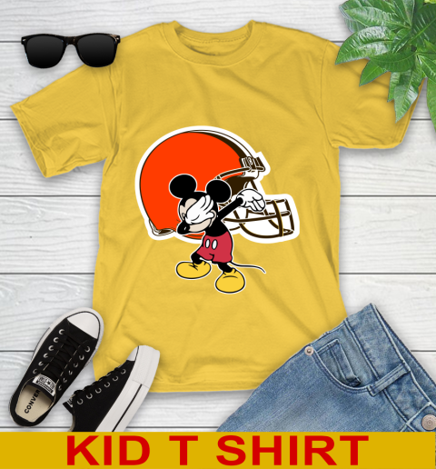 Cleveland Browns NFL Football Dabbing Mickey Disney Sports Youth T-Shirt 8
