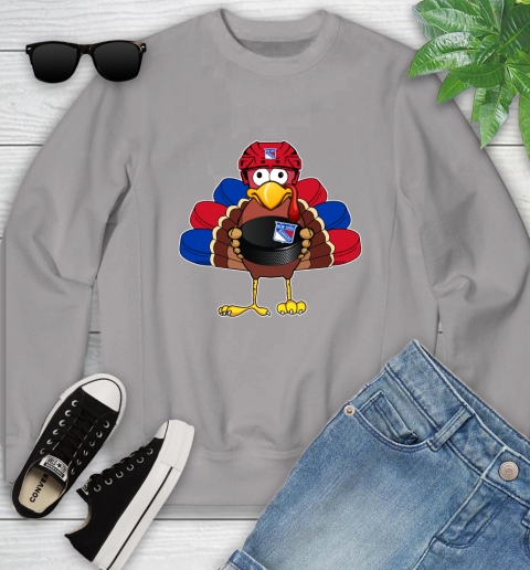 New York Rangers Turkey Thanksgiving Day Youth Sweatshirt 4
