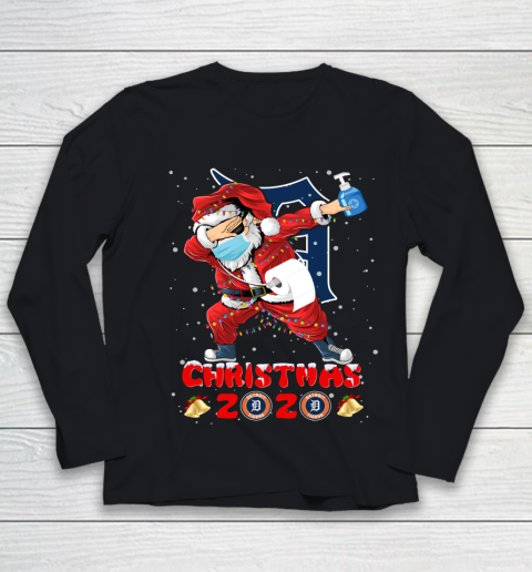 Detroit Tigers Funny Santa Claus Dabbing Christmas 2020 MLB Youth Long Sleeve
