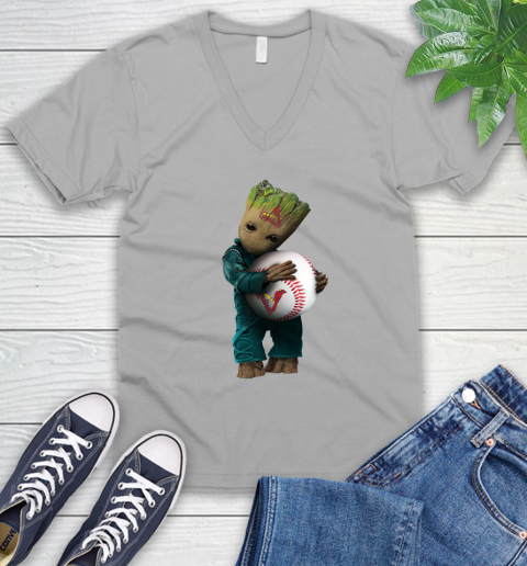 MLB Groot Guardians Of The Galaxy Baseball Sports St.Louis Cardinals V-Neck T-Shirt 4